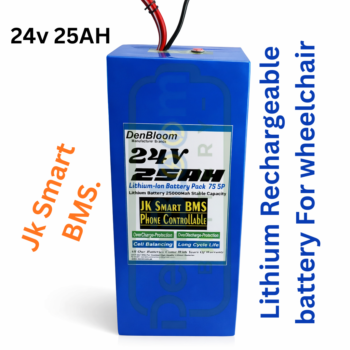 24V 25Ah Lithium-Ion Battery Pack with JK Smart BMS | Rechargeable Lithium Battery for Wheelchair, Solar System & Backup Power – DenBloom Pakistan